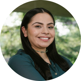 A woman with straight dark hair